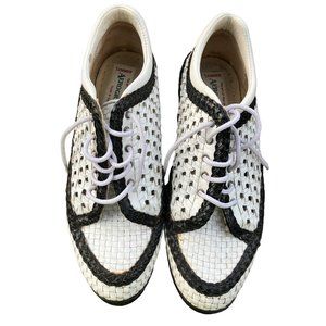 AEROGREEN WOMEN SIZE 8 GOLF SHOES LEATHER WH BLACK LACE-UP OXFORD